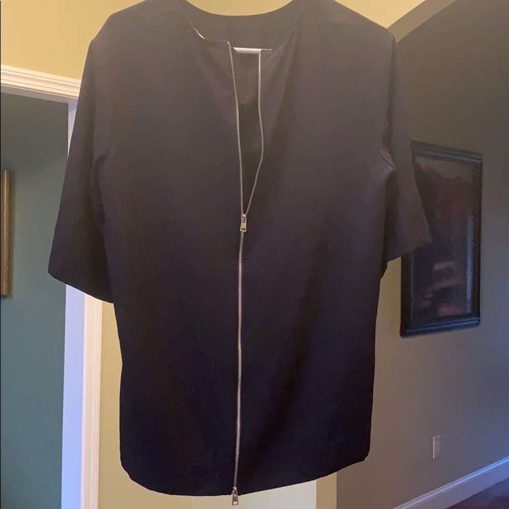 Everlane Japanese Navy GoWeave Zip-Back Top size 10 - Picture 6 of 7
